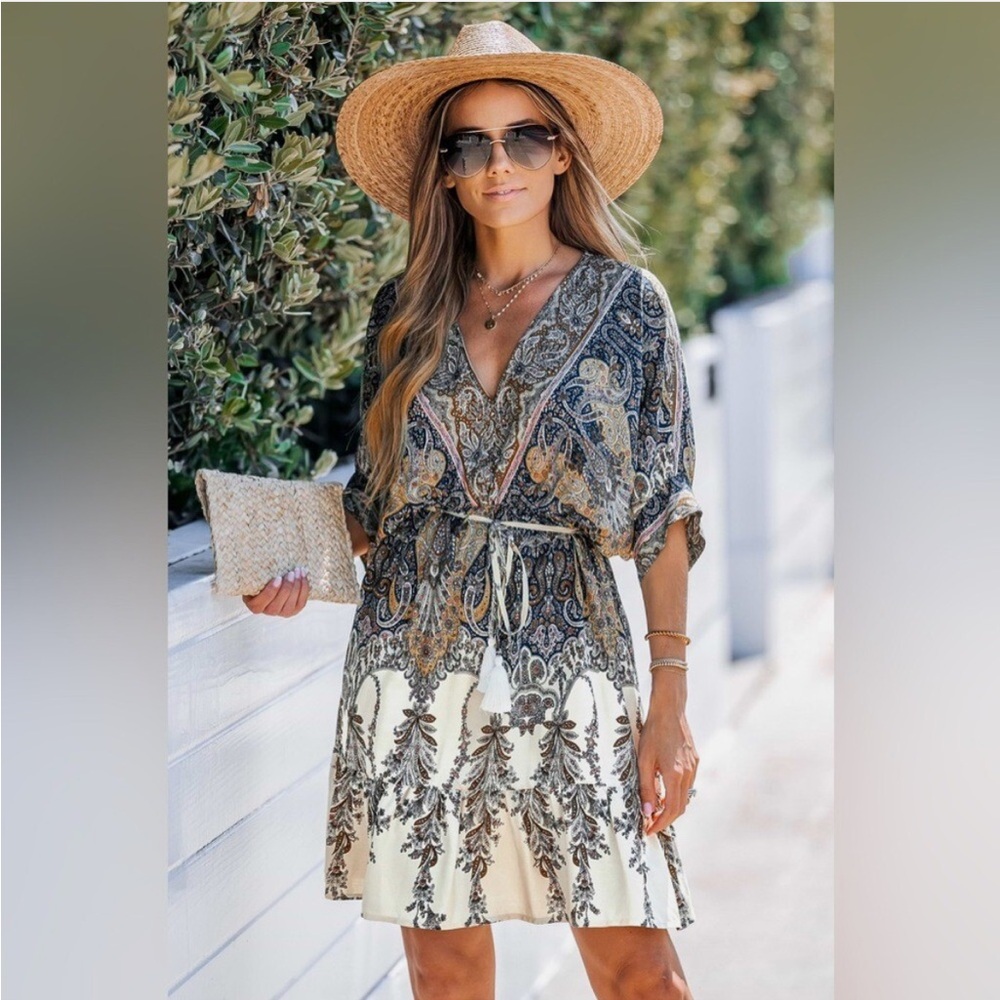 Cupshe Boho Chic Paisley Mini Dress